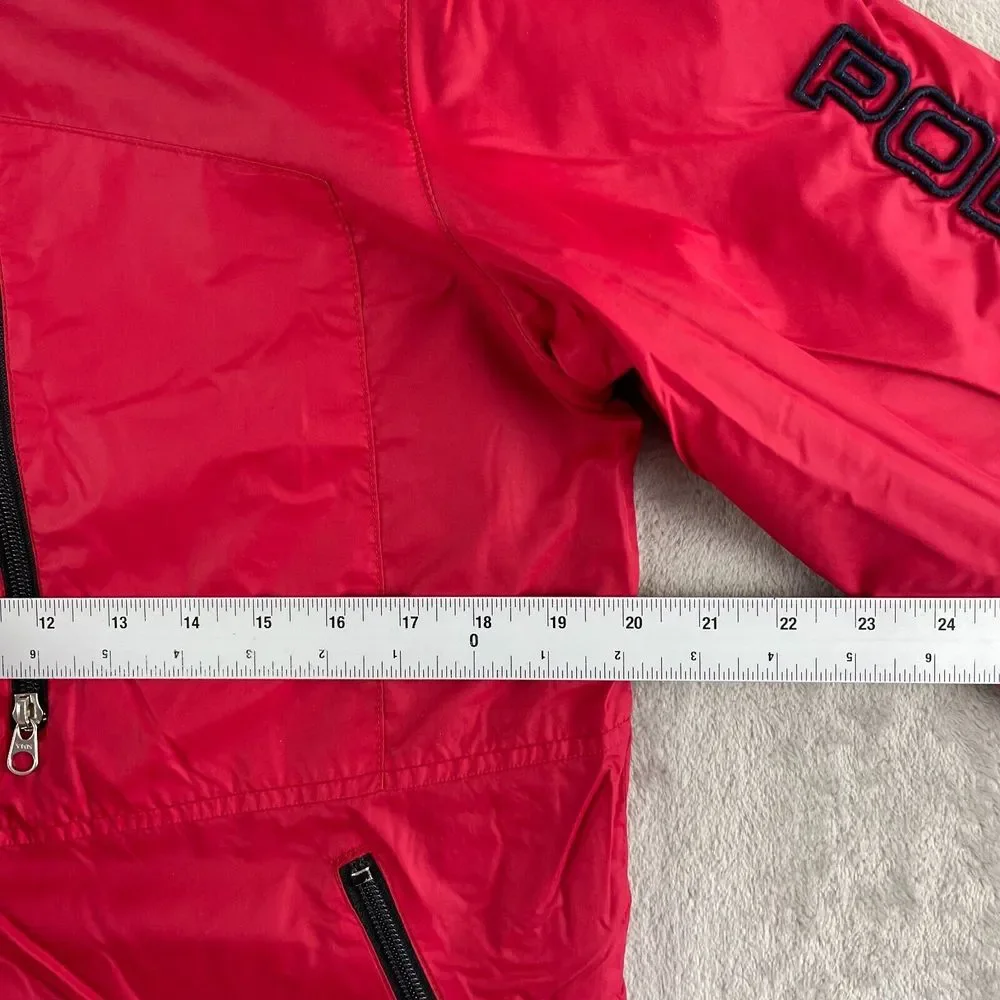 Vintage RL Polo Jeans Jacket Windbreaker Men Medium Red Embroidered Sleeve Logo‎